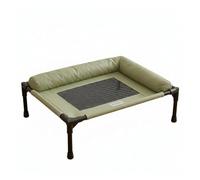 Perfeclan Resting Bed Raised Pet Cot Breathable Mesh Supportive Bolster High-Strength Frame Semi-Closed Pillow Comfortable Sleeping Suitable for Medium Pets Indoor Outdoor Living Room, Green, M