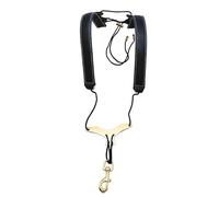 perfeclan Saxophone Harness Strap Padded Leather Ergonomic Professional Double Shoulder Saxophone Strap Support for Baritone Adults, Black