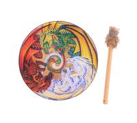 perfeclan Shaman Drum with Drumstick Supplies Practice Tool Practical Beginners for Spiritual Music Instrumental Shamanic Hand Drum, 3 Dragon