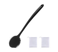 perfeclan Shower Brush Back Scrubber Bathroom Accessories with Long Handle Double Sided Produce Rich Foam Portable Bath Body Brush, Black
