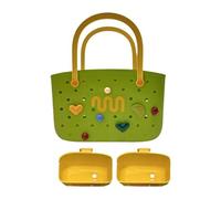 perfeclan Simple and Washable Beach Bag, Ideal for The Pool, Picnic Or Vacation, Green with 2 Grids
