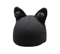 Perfeclan Ski Helmet Cover, Snowboard Helmet Hat Cover, Plush Fun Comfortable Lovely with Ear Balls, Protective Skiing Headgear Cover Winter Sports Accessories for Costume Park Rail, black