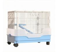 perfeclan Small Pet Enclosure Spacious Small Animal Cage with Wheels Indoor, Blue, Double Layer