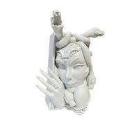 perfeclan Snake Women Face Bookend,Resin Ornament,Novelty Statue,Collectible Medusa Head Book Nooks Decorative Book Stopper for Hallway, White