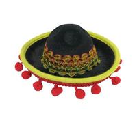 Perfeclan Sombrero Hat Party Costume Mexican Theme Decoration Stylish Creative Mini Sombrero Top Hat Mini Hat Headband for Halloween, Red Balls, Black Hat
