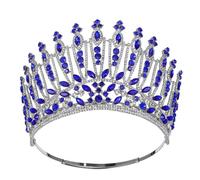 Perfeclan Sparkling Glass Tiara, color to 6 | Baroque Crown, Regal, for Weddings, Pageant Contestants