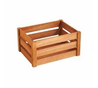 Perfeclan Storage Container Display Organizer Slatted Wooden Storage Box Functional Storage Crate Open Access for Small Suitable for Balcony Play Area, Vintage Brown, 30 20 16