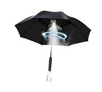 perfeclan Sun Umbrella with Fan Misting Sun Protection Windproof Compact Gifts Portable Accessory for Sand Camping Travel Patio Sports, Black