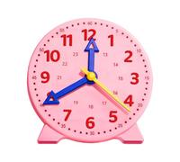 Perfeclan Teaching Clock Lightweight Sturdy Realistic Basic Math Development Life Skills Training Games Convenient for Boys and Girls, Pink