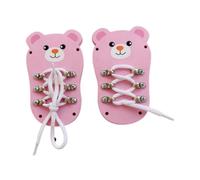 Perfeclan Tie Lacing Toy Activity Board Practical Early Education Threading Toy Wooden Busy Board for Boys Girls Kids Birthday Gifts