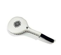 perfeclan Training Target Boxing Paddle Punch Pad With Ergonomic Handle And Elastic Wrist Strap And Printed Area Suitable for Speed Training Precision Striking, White, Single Reaction Target