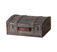 Perfeclan Treasure Chest Jewelry Organizer Wood Table Centerpiece Creative Gift for Women Handheld Multifunctional Decor Treasure Box, Grey