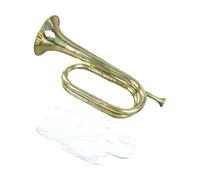 perfeclan Trumpet Bugle Musical Instrument Blowing Retro Gold Gilded Copper Brass Instrument Cavalry Trumpet for Students School Band