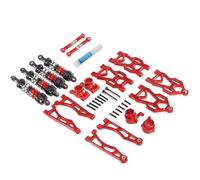 Perfeclan Vehicle Component Rc Car Upgrade Kit System Shock Absorbers Steering Hubs Pull Rods Aluminum Material Adjustable suitable for 1/16 trucks on road training, Red