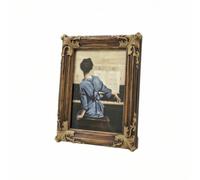 Perfeclan Vintage Photo Frame Antique Rectangular Picture Frame Ornate Resin Photo Frame Decorative Tabletop Frame Distressed Lumber Tone Gilded Accents, 7 Inch Inner Diameter 17.5 12.5