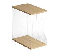 Perfeclan Vinyl Record Storage Holder Organizer Desk Elegant Gift Wood CD Display Holder Music Album Display Rack for Magazines CD Dorm, Wood Color 3 Grid