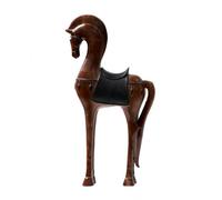 Perfeclan Walnut Decorative Horse Resin Statue Figurine Ornament Sculpture With Saddle Panel And Bridle Details For A Classic suitable for home decor office, Walnut, B-style
