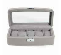 Perfeclan Watch Display Box Organizer Storage Holder With Viewing Window And Front Latch In Pu Leather With Cushioned Pillows Suitable for dresser closet shelf home storage, Grey