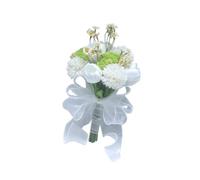 Perfeclan Wedding Bride Bouquet Artificial Flower Decor Wedding Accessories Floral Arrangement Wedding Throw Bouquet for Anniversary, white