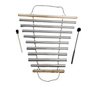 perfeclan Wind Chime Musical Percussion Instrument Meditation Wood Single Row Bar Chimes 9 Tone for Classroom Management Tool, silver