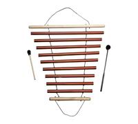 perfeclan Wind Chime Musical Percussion Instrument Meditation Wood Single Row Bar Chimes 9 Tone for Classroom Management Tool, red