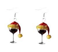 Perfeclan Wine Glass Christmas Earrings for Women Kids Ladies Earrings Christmas Jewellery Xmas Earrings Acrylic Trendy Versatile Women Decor Jewelry Charms for Christmas Xmas Gifts