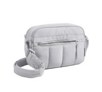 Perfeclan Women Quilted Pouch Crossbody Bag Shoulder Purse Satchel Modern Quilted Finish with Zippered Storage and Front Zip Pocket Lightweight and Adjustable, Array, Grey