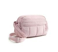 Perfeclan Women Quilted Pouch Crossbody Bag Shoulder Purse Satchel Modern Quilted Finish with Zippered Storage and Front Zip Pocket Lightweight and Adjustable, Array, Pink