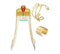 Perfeclan Women's Egyptian Headpiece Gold 3Pcs/Set Bracelet for Cosplay Carnival Halloween
