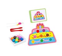 Perfeclan Wooden Clip Bead Matching Game Fine Motor Skills Color Recognition Color Sorting Toys Learning Toys for Children Classroom, Style C