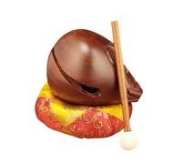 perfeclan Wooden Fish Percussion Instrument, Wooden Fish Temple Block, Traditional Musical Instrument for Yoga Tabletop, 5inch