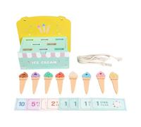 perfeclan Wooden Ice Cream Stand for Kids Ice Lolly Shop Games Portable Early Learning Pretend Play Food Toy for Ages 3 Years up