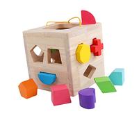 Perfeclan Wooden Shape Sorter Toy Development Toy Matching Game Sorting Box Colorful Geometric Blocks for Girls Boys Early Educational Birthday Gift, 12 Hole
