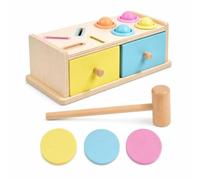 Perfeclan Wooden Shape Sorter With Assorted Shapes And Coins Learning Toy For Sturdy Wooden Frame Improves Color And Shape Recognition Suitable For Play Classroom Teaching.