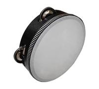 perfeclan Wooden Tambourine with Metal Discs Easy to Hold Hand Held Tambourine Portable Hand Drum with Metal Discs for Kids, Dancers, Stage Performances, Black, 8IN