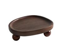 Perfeclan Wooden Tray Pedestal Stand Dish Reusable Jewelry Display Tray Perfume Holder for Entryway Trinket Candle Living Room Coffee, Style B