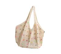 perfeclan Woven Beach Bag Fashion Shoulder Bag for Vacation Girls Gift Commuting Outdoor, White