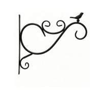 perfeclan Wrought-wall Hanging Bracket Decorative Wall Bracket with Bird Ornament Rustic Plant Hanger Hook for Porch, Black