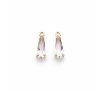 Perfeclan Zircon Pendant Teardrop Charm Necklace Component Jewelry Finding Copper Sparkle Raindrop Crystal Look Suitable for beading hobby crafting accessory upgrades, Pink