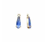 Perfeclan Zircon Pendant Teardrop Charm Necklace Component Jewelry Finding Copper Sparkle Raindrop Crystal Look Suitable for beading hobby crafting accessory upgrades, Blue