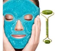 Perfecore Ice Face Mask + Jade Roller - Beauty Roller Face Neck Massage Tool - Stone Face Roller & Facial Mask Set for Wrinkles Fine Lines & Anti Aging, Puffy Eyes, Dark Circles & Overall Skin Care