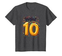 Perfect 10 Birthday Celebration Festive Milestone T-Shirt, Kids, Dark Heather Grey, 3 Years