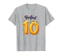Perfect 10 Birthday Celebration Festive Milestone T-Shirt, Men, Heather Grey, 6XL