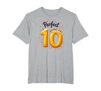 Perfect 10 Birthday Celebration Festive Milestone T-Shirt, Men's Big and Tall, Heather Grey, 3X Tall