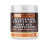 PureShrooms Perfect 7 Organic Instant Mushroom Coffee Blend - Lion's Mane, Chaga, Reishi, Turkey Tail, Cordyceps, Shiitake and Maitake - Medium Roast, Fair Trade, Immune Boosting Coffee (100g/3.53oz)