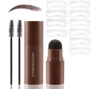 Perfect Brows Stencil Stamp Kit, One Step Perfect Brow Stamp Shaping Kit Waterproof Eyebrow Powder Shaping Makeup, with 10 Reusable Eyebrow Stencils 2 Eye Brushes (Black)
