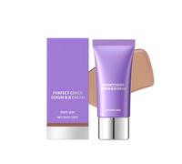 Perfect Cover Serum BB Cream - Full Coverage Tinted Moisturizer, Lightweight Matte Foundation with Oil-Control & Hydrating Formula, Waterproof Sweatproof, Natural Finish Nude Makeup (Dark skin)