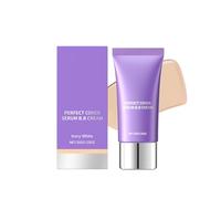 Perfect Cover Serum BB Cream - Full Coverage Tinted Moisturizer, Lightweight Matte Foundation with Oil-Control & Hydrating Formula, Waterproof Sweatproof, Natural Finish Nude Makeup (Ivory white)