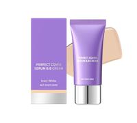 Perfect Cover Serum BB Cream, Moisturizing and Lightweight Nude Makeup Creams, Skin Care Foundation Makeup, Light and Natural Foundation, for All Skin Types,Ivory white