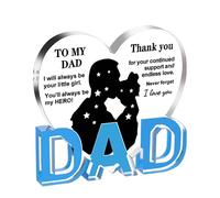 Perfect Dad Birthday Gifts, Father’s Day Gifts from Daughter or Son - Acrylic Heart-Shaped Plaque Ornament, Best Dad Gifts Presents, Memorial Keepsakes, and Happy Birthday Dad Decorations